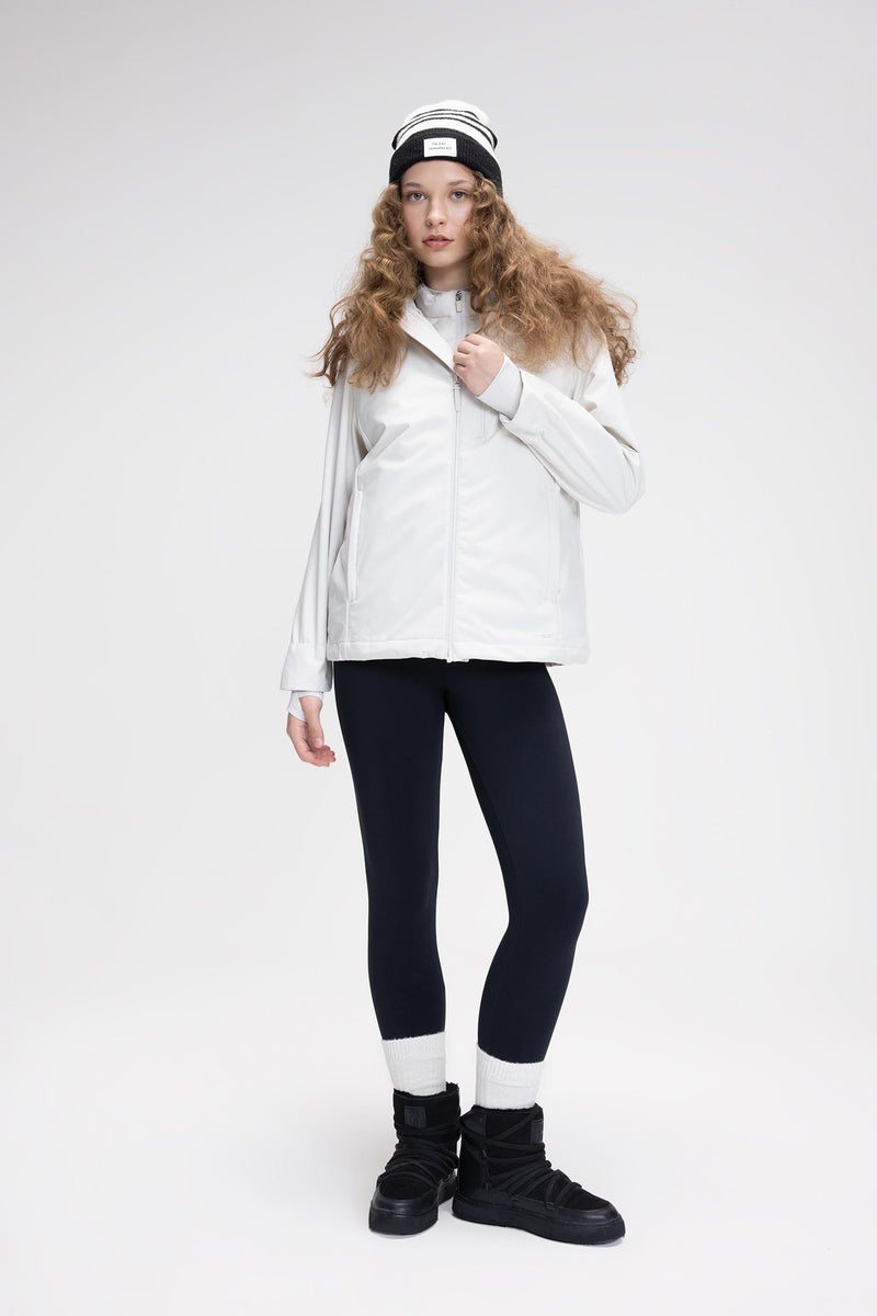 DeFacto Beige Woman DeFactoFit Waterproof Regular Fit Hooded Zip-Up Softshell Jacket Casual - Image 3